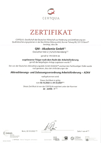 QM-Akademie CERTQUA-Zertifikat AZAV Träger